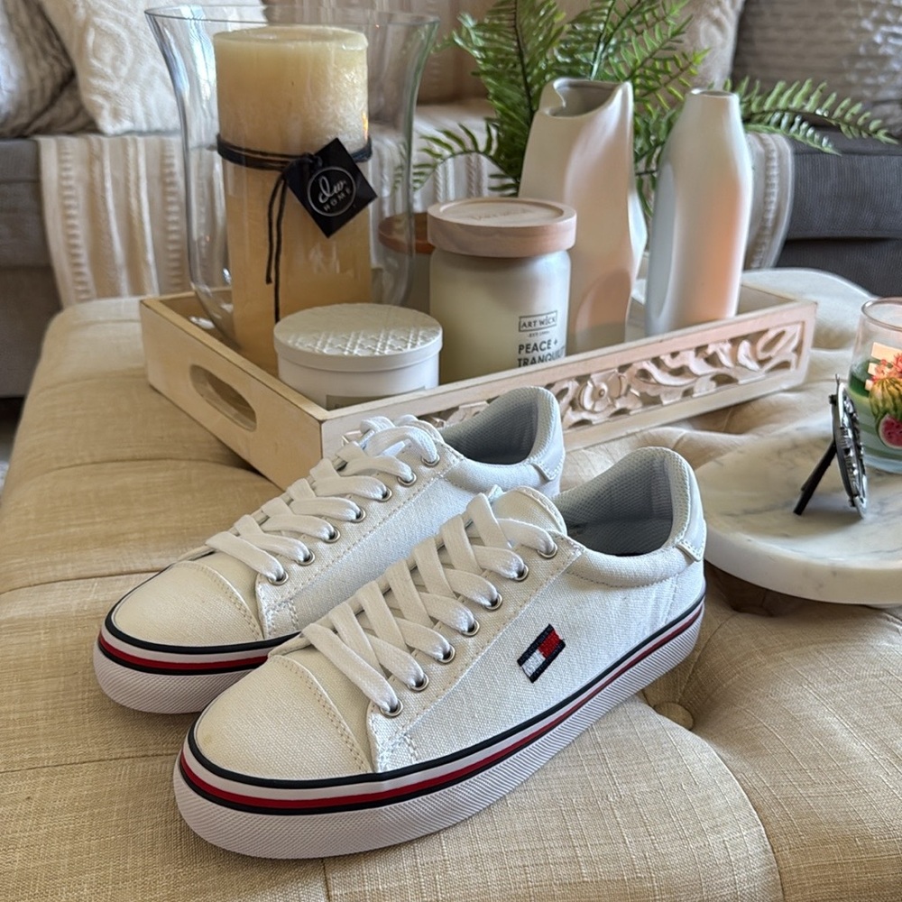 Tommy Hilfiger White Canvas Sneakers